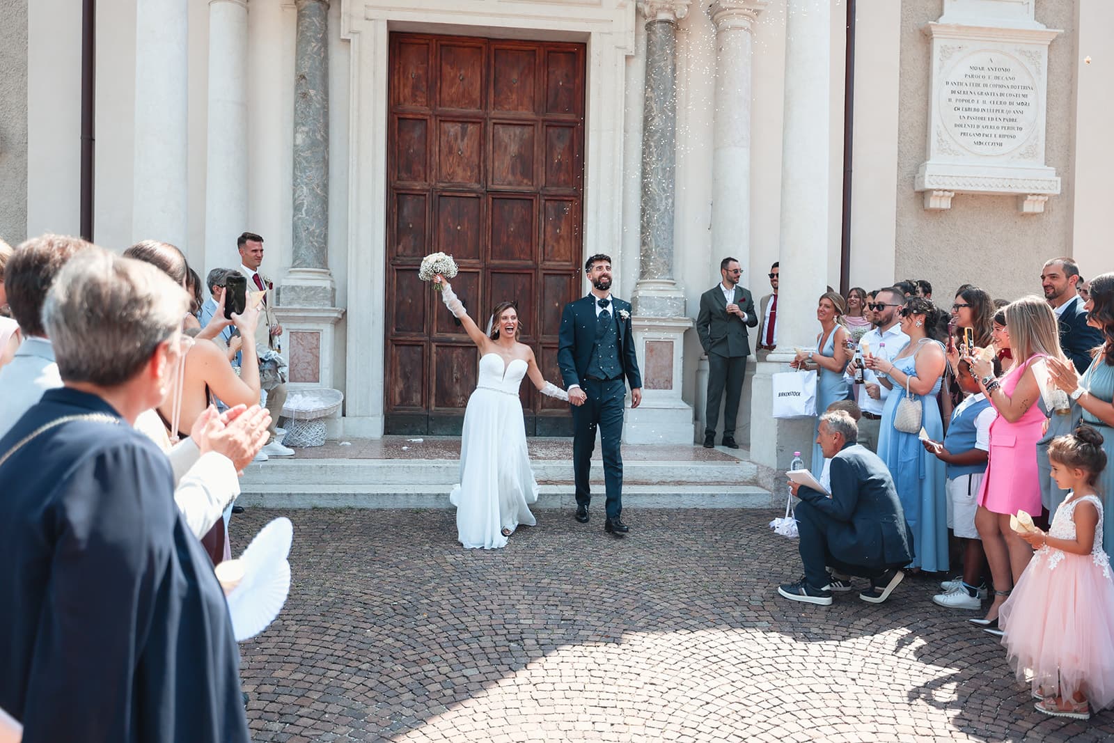 Newlyweds celebrated outside the church
